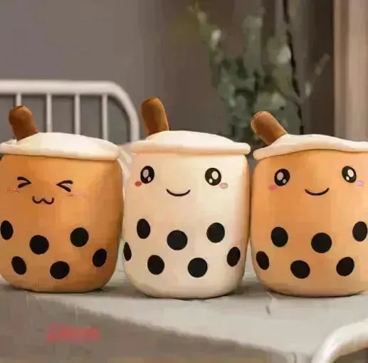 Cute Fruit Drink Plush Stuffed Soft Strawberry Milk Tea Plush Boba Tea Cup Toy Bubble Tea Pillow Cushion Kids Gift