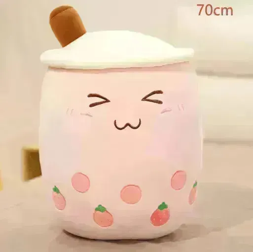 Cute Fruit Drink Plush Stuffed Soft Strawberry Milk Tea Plush Boba Tea Cup Toy Bubble Tea Pillow Cushion Kids Gift