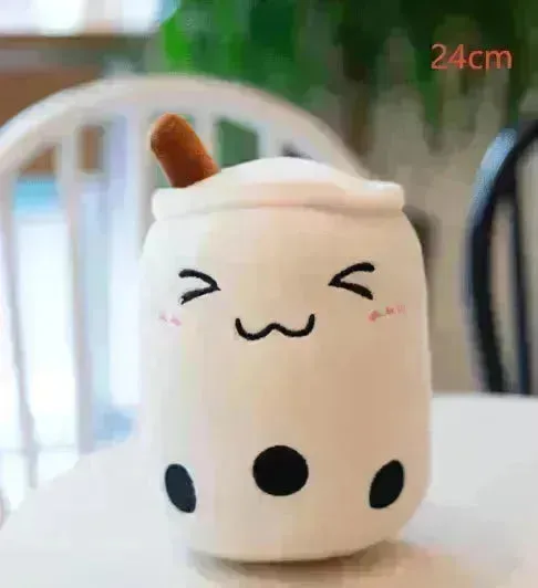 Cute Fruit Drink Plush Stuffed Soft Strawberry Milk Tea Plush Boba Tea Cup Toy Bubble Tea Pillow Cushion Kids Gift