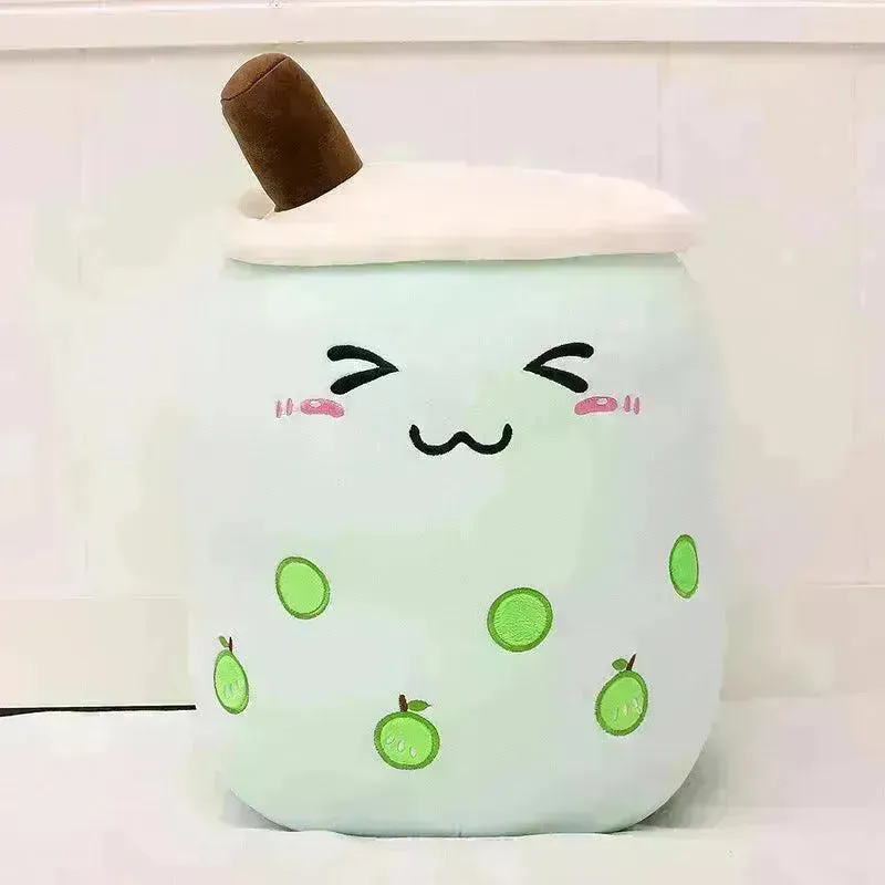 Cute Fruit Drink Plush Stuffed Soft Strawberry Milk Tea Plush Boba Tea Cup Toy Bubble Tea Pillow Cushion Kids Gift