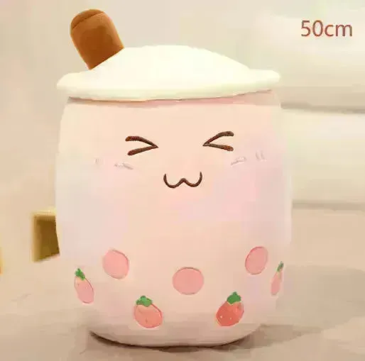 Cute Fruit Drink Plush Stuffed Soft Strawberry Milk Tea Plush Boba Tea Cup Toy Bubble Tea Pillow Cushion Kids Gift