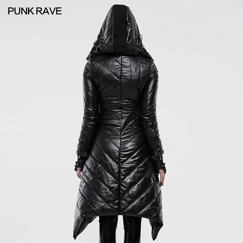 Dark Punk Geometric Split Medium Long Coat