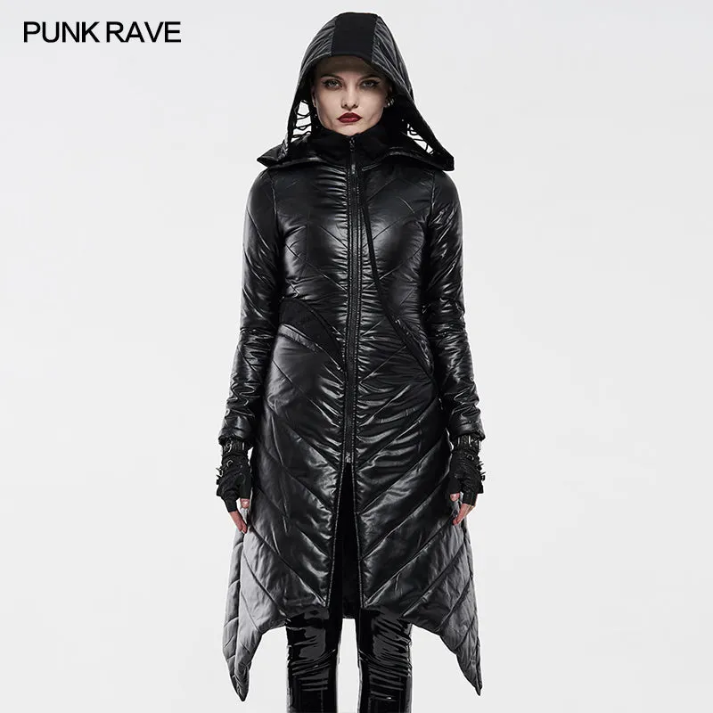Dark Punk Geometric Split Medium Long Coat