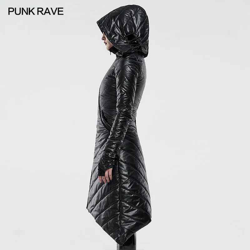 Dark Punk Geometric Split Medium Long Coat