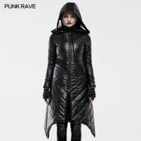 Dark Punk Geometric Split Medium Long Coat