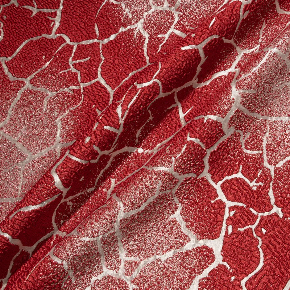 Dark Red & Champagne Metallic Cloqué