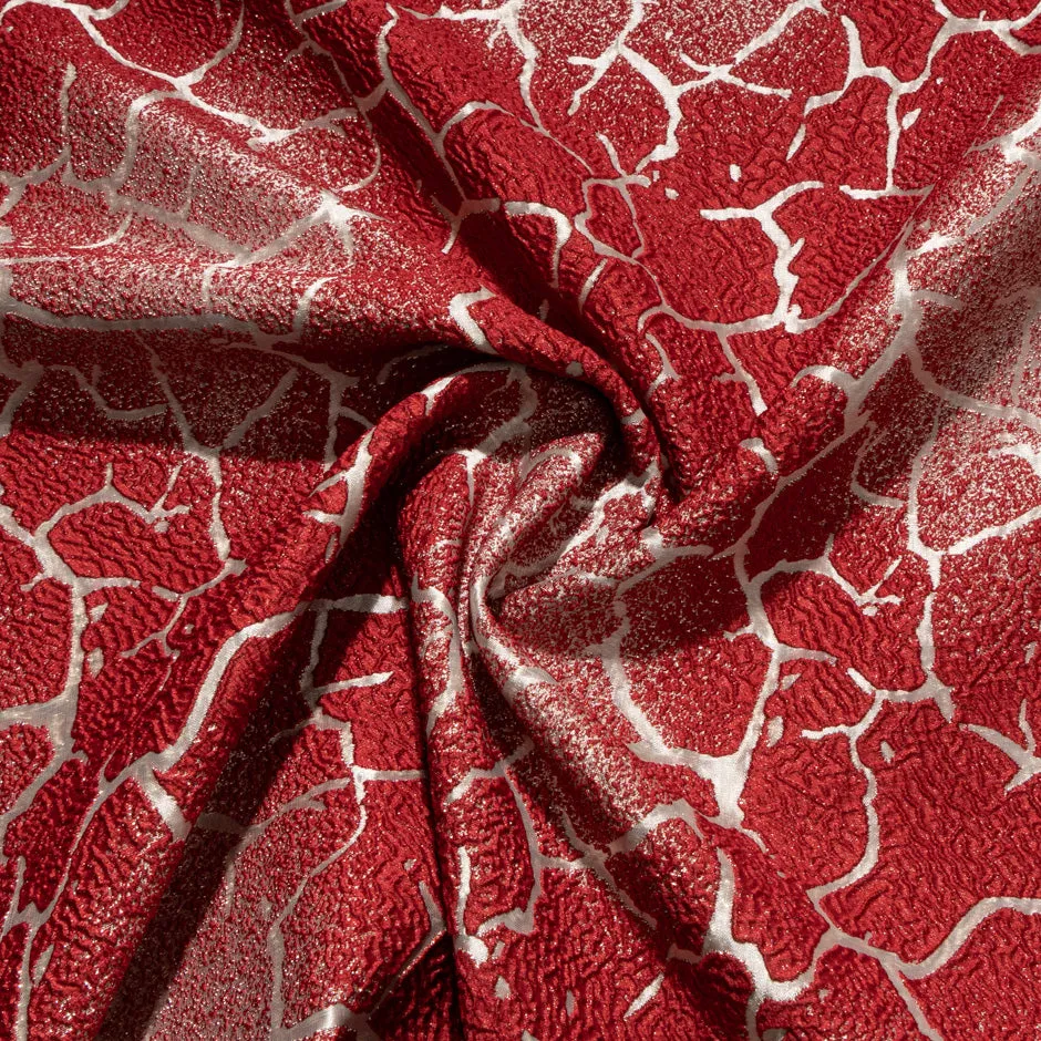 Dark Red & Champagne Metallic Cloqué