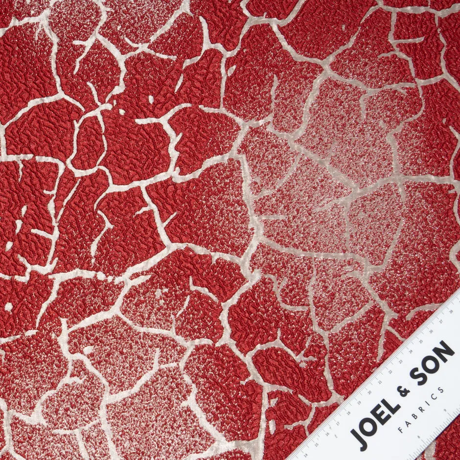 Dark Red & Champagne Metallic Cloqué