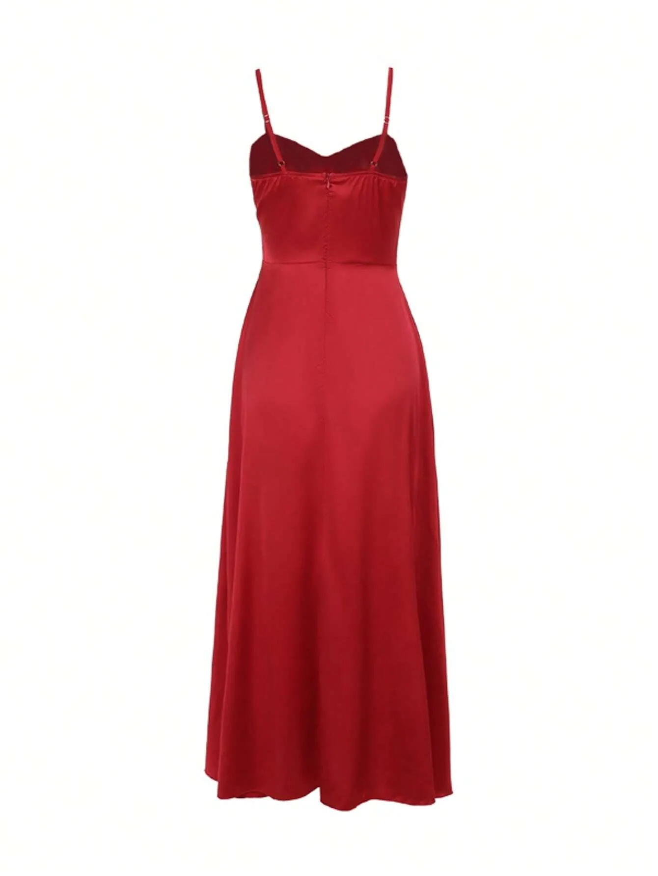 Elegant Solid Color Satin Slip Dress