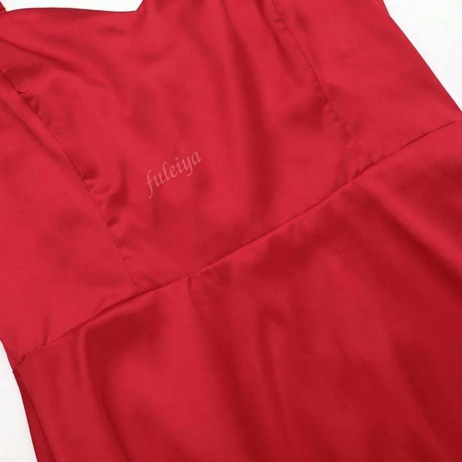 Elegant Solid Color Satin Slip Dress