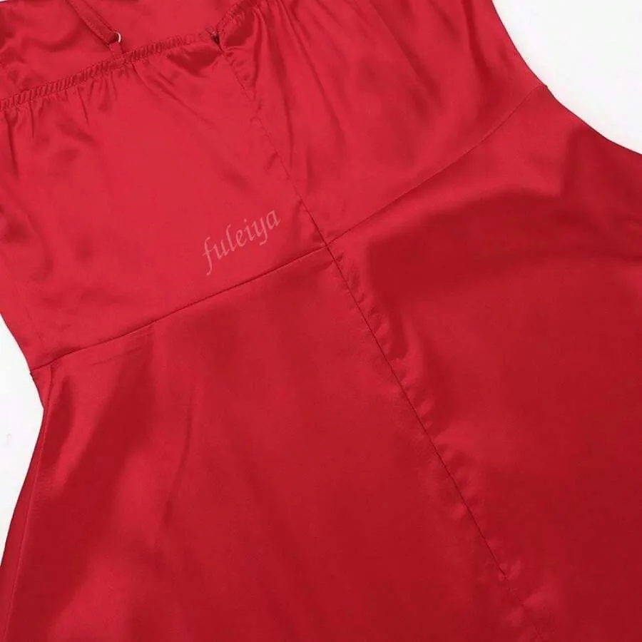 Elegant Solid Color Satin Slip Dress