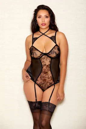 Eyelash Lace Open Back Soft Cup Teddy