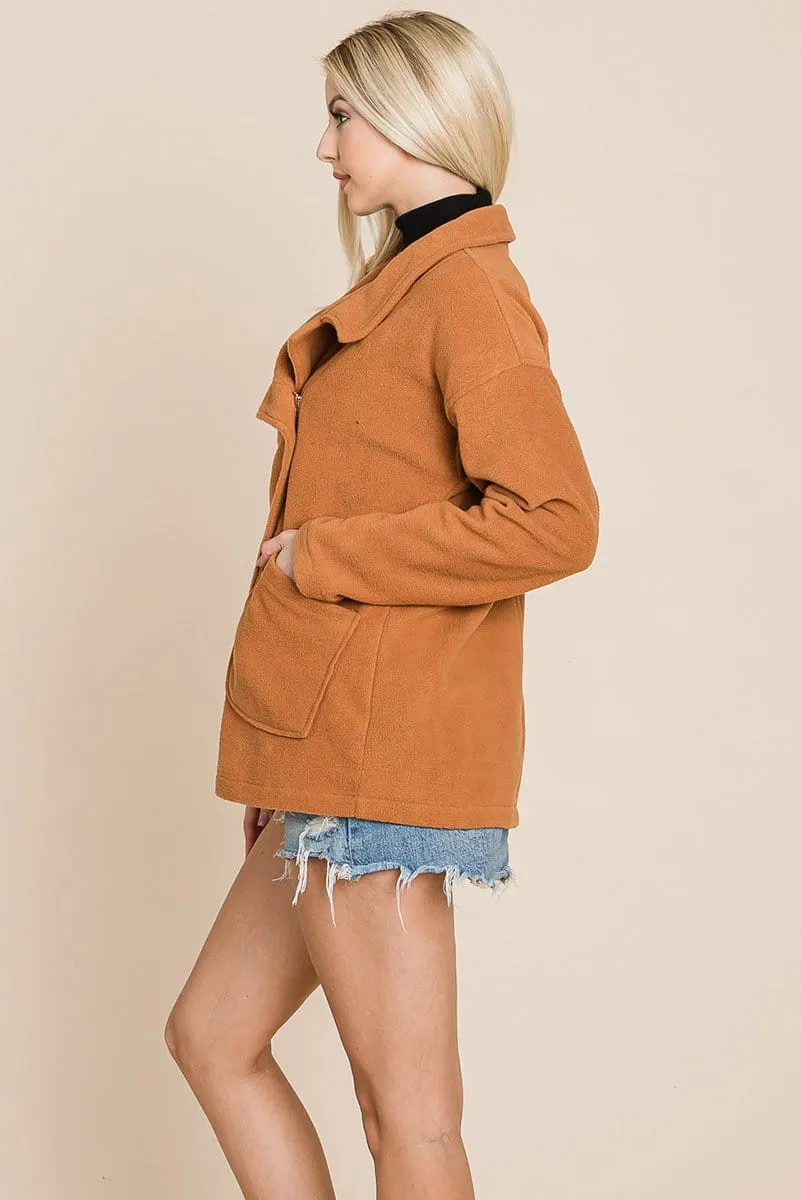 Fleece Jacket Lapel Lightweight Warm Sherpa by RolyPoly Apparel