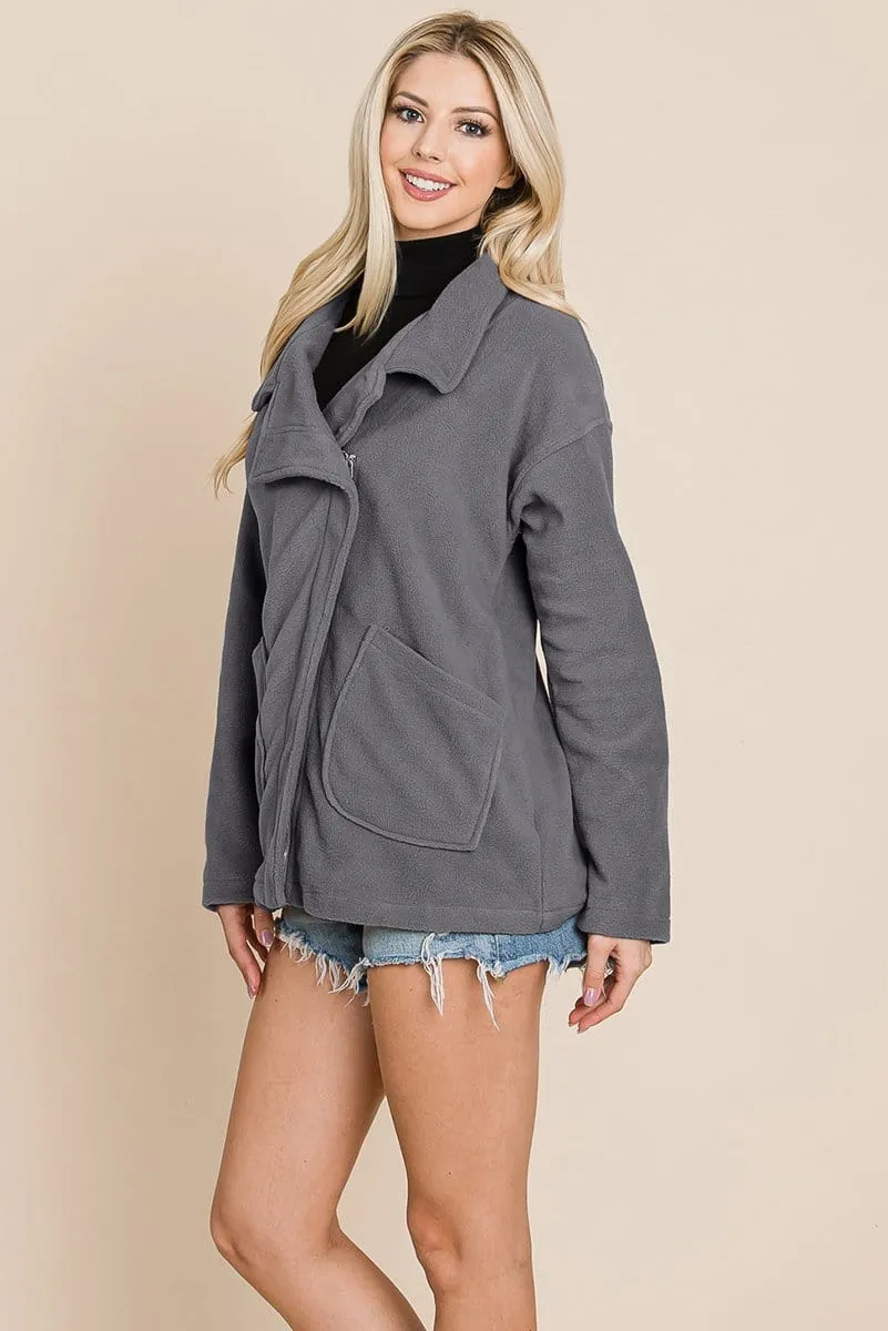 Fleece Jacket Lapel Lightweight Warm Sherpa by RolyPoly Apparel