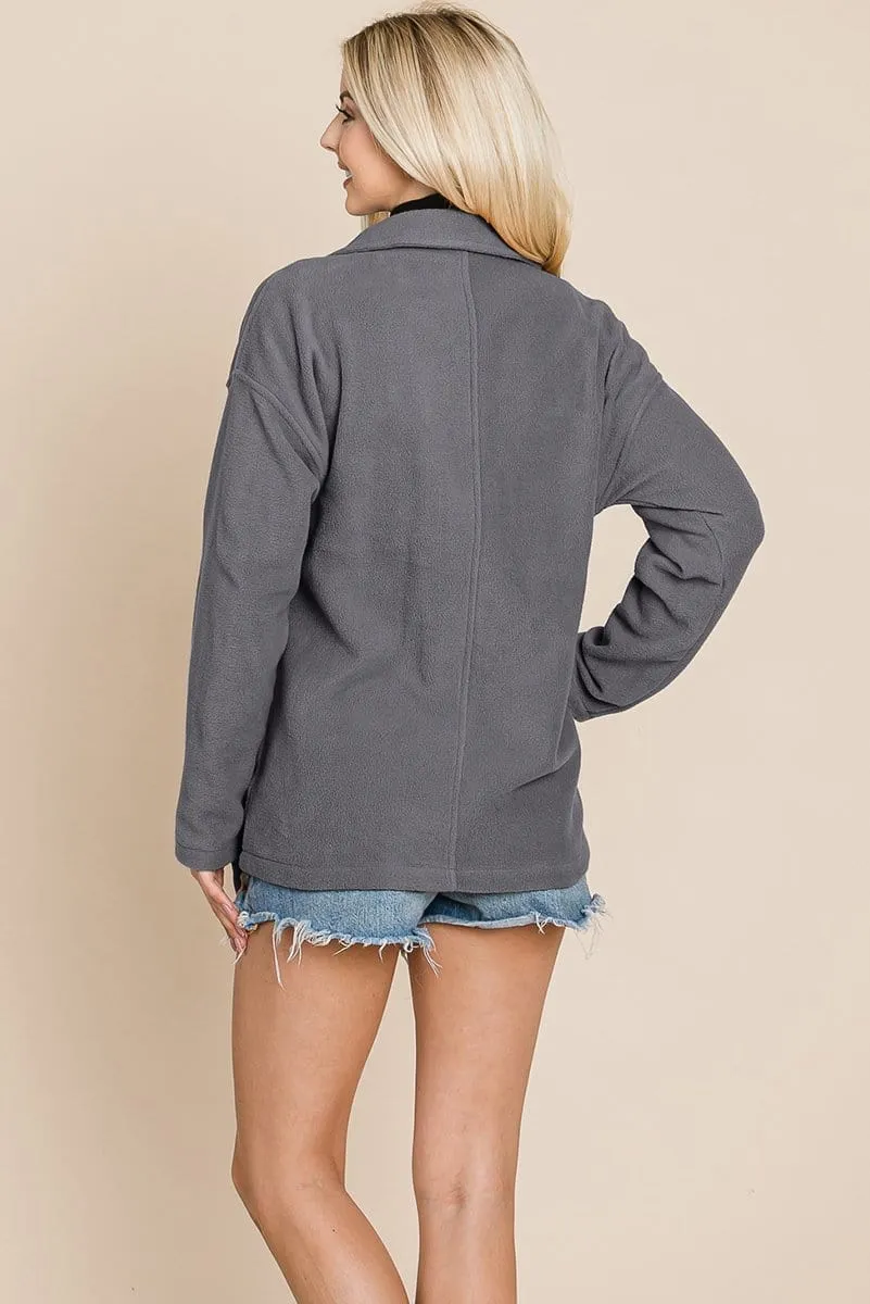 Fleece Jacket Lapel Lightweight Warm Sherpa by RolyPoly Apparel