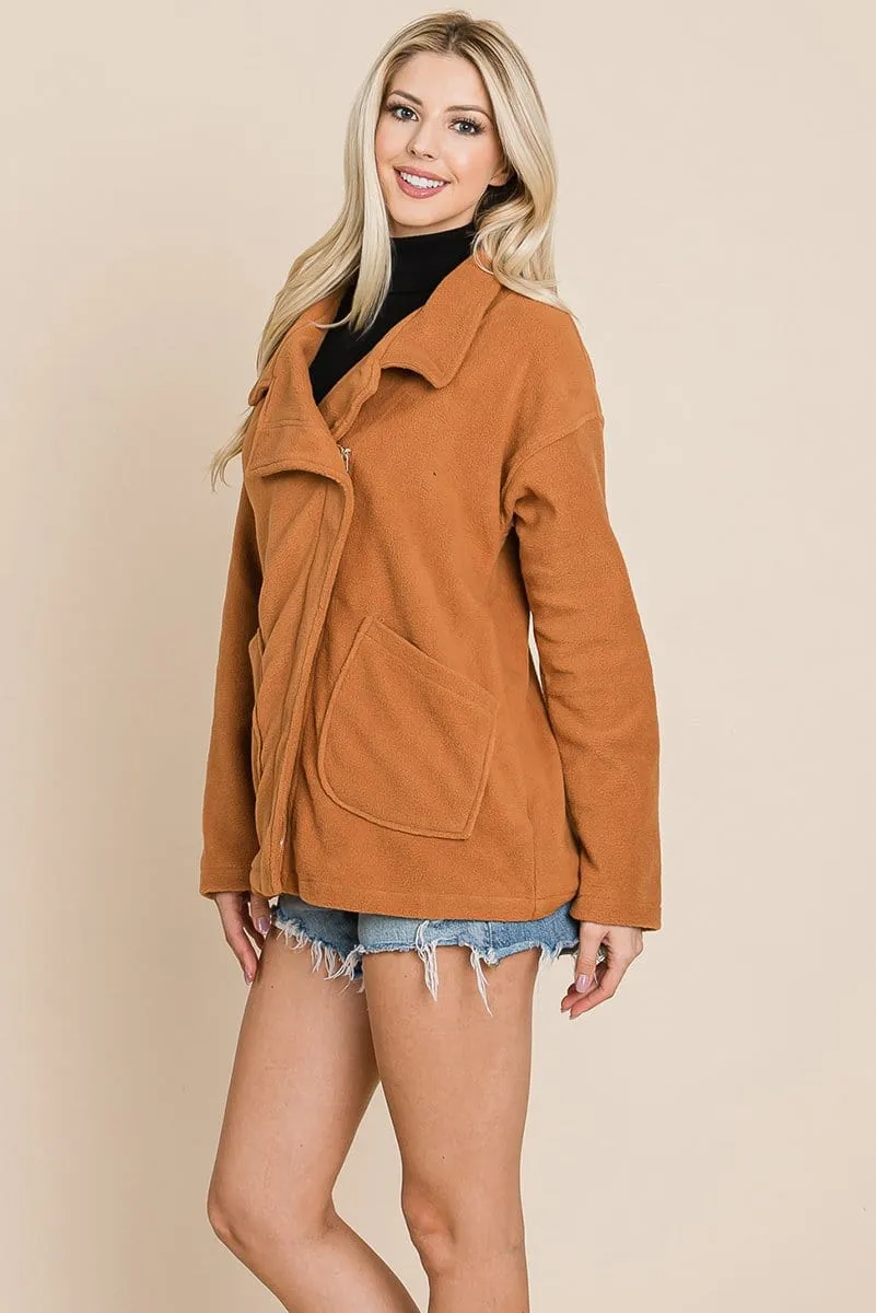 Fleece Jacket Lapel Lightweight Warm Sherpa by RolyPoly Apparel