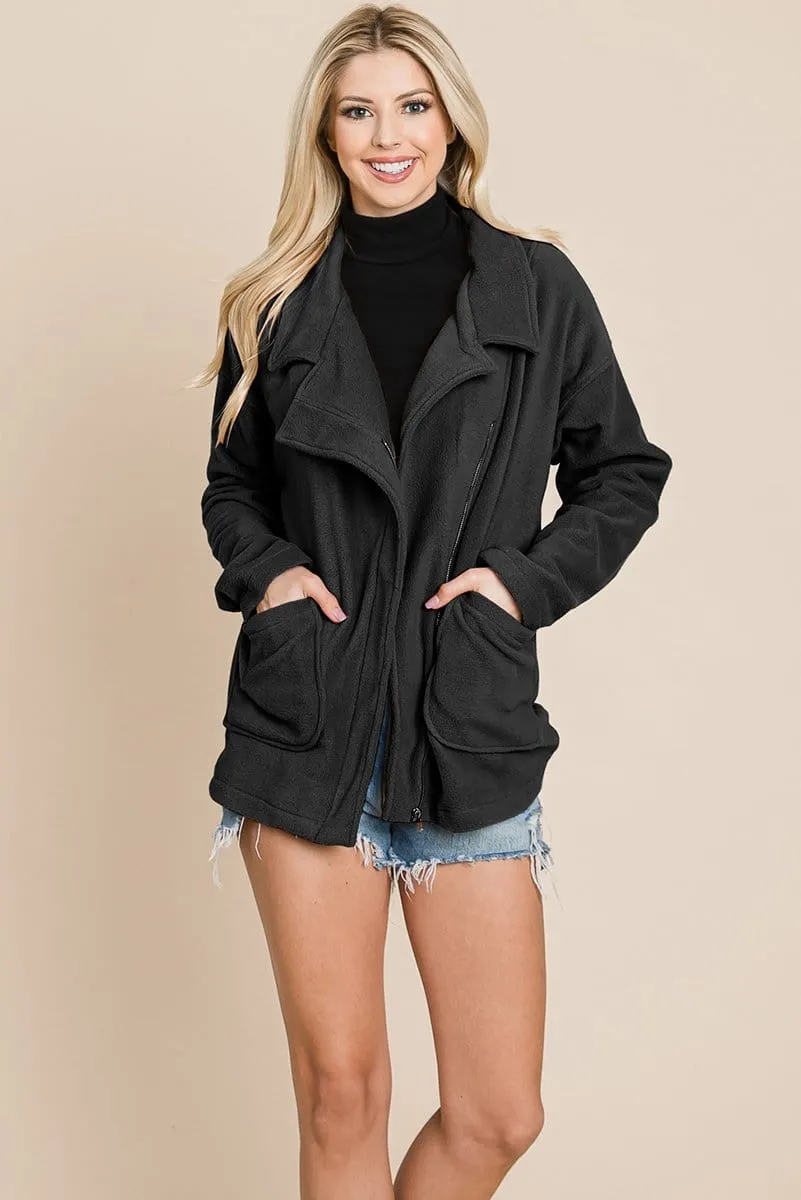 Fleece Jacket Lapel Lightweight Warm Sherpa by RolyPoly Apparel