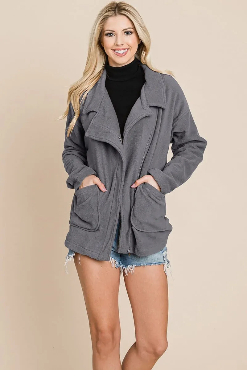 Fleece Jacket Lapel Lightweight Warm Sherpa by RolyPoly Apparel