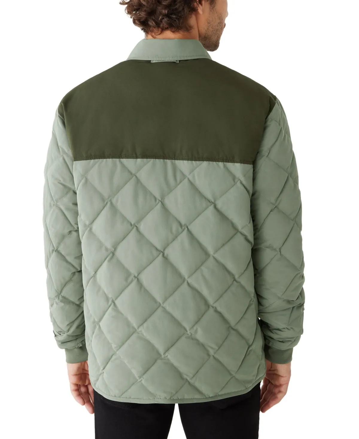 Frank And Oak Men's Skyline Reversible Collar Snap Front Jacket Green Small