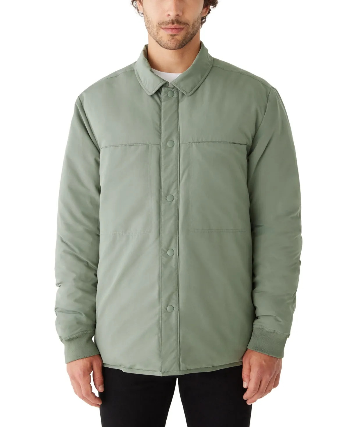 Frank And Oak Men's Skyline Reversible Collar Snap Front Jacket Green Small