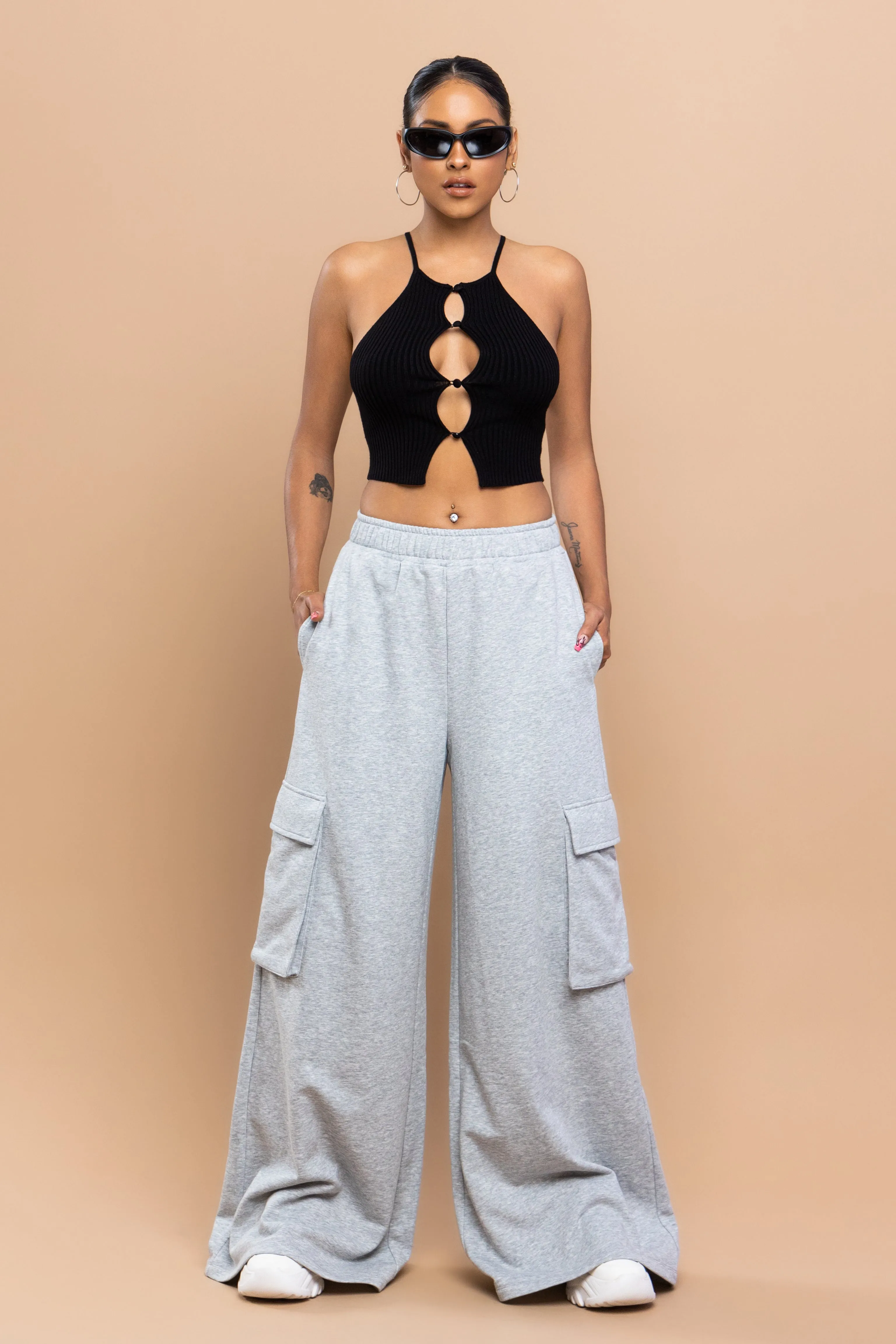 FRENCH TERRY WIDE CARGO SWEATPANTS