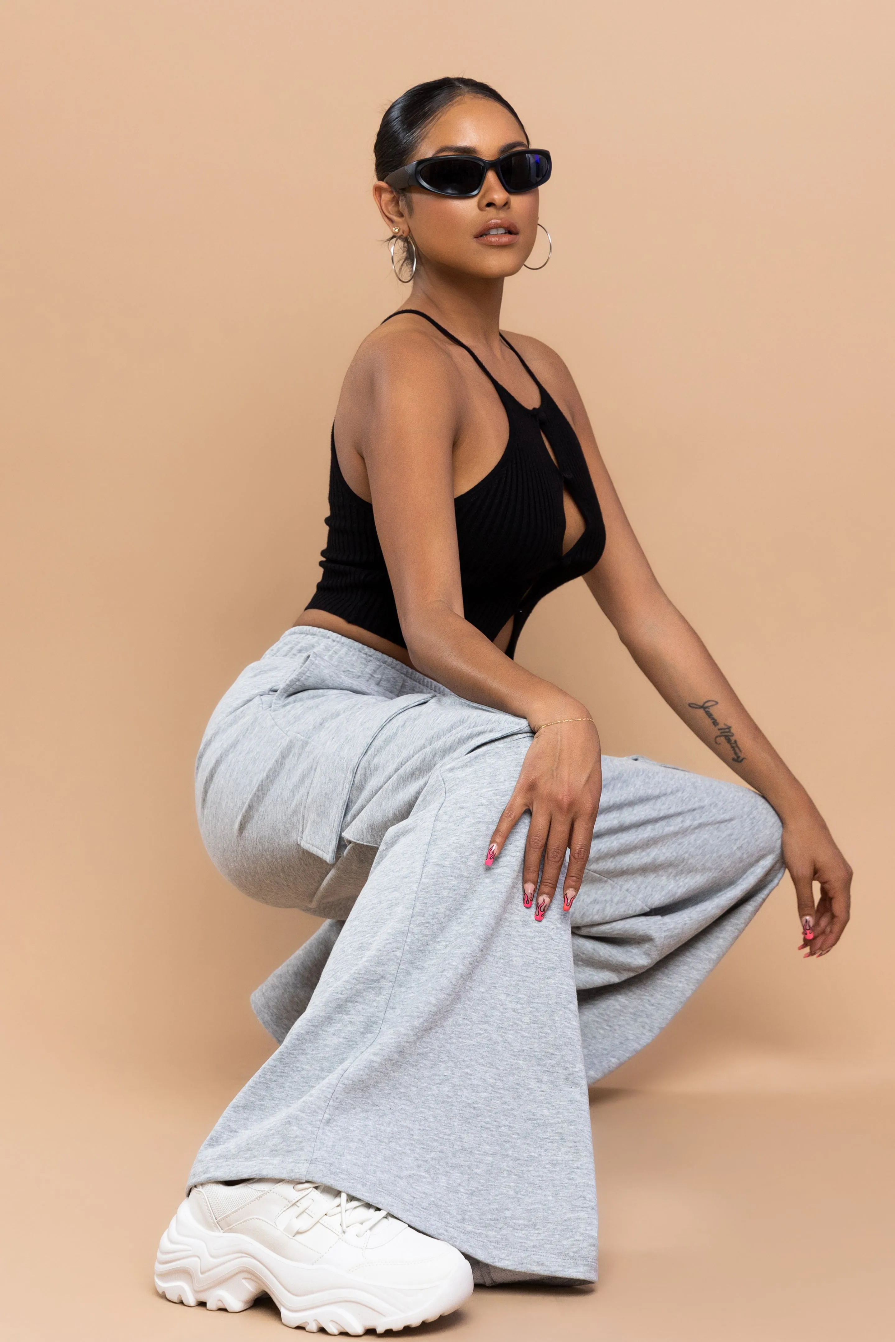 FRENCH TERRY WIDE CARGO SWEATPANTS