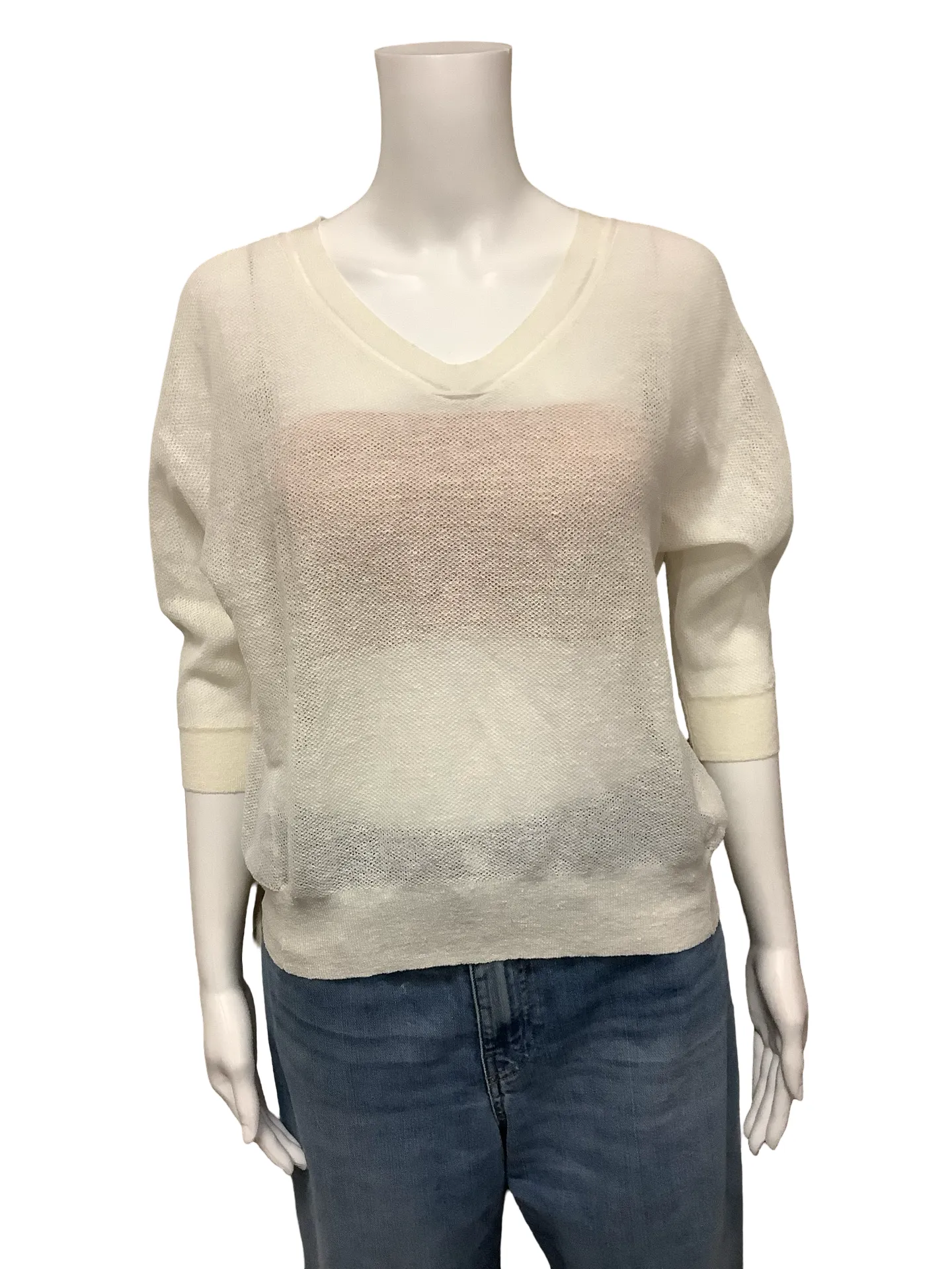 Gentle Herd V Neck Linen Sweater Top Size: S
