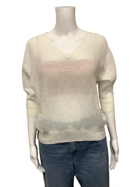 Gentle Herd V Neck Linen Sweater Top Size: S