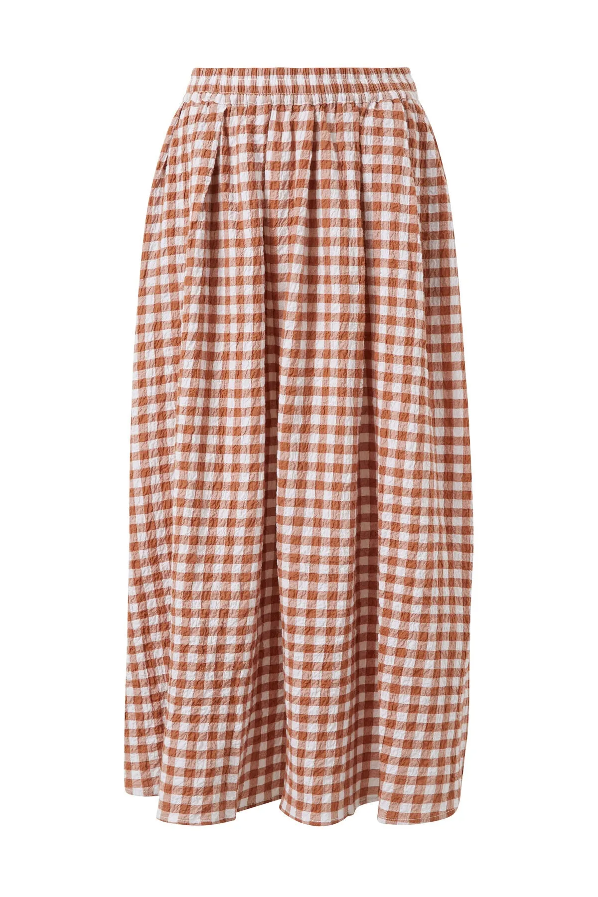Gingham Maxi Skirt - Burnt Caramel