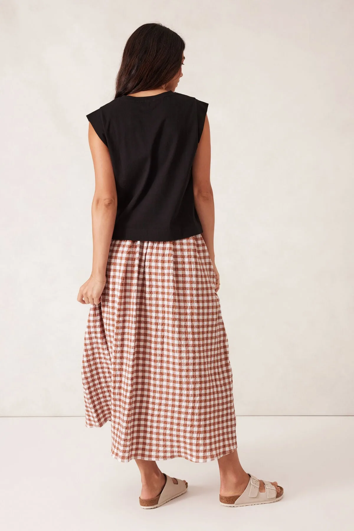 Gingham Maxi Skirt - Burnt Caramel