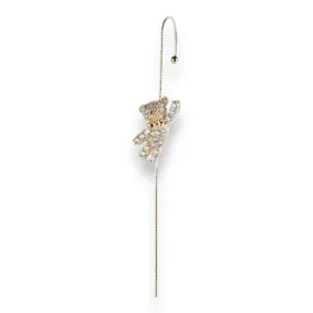 Golden Pave Bear Ear Pin Hook Ear Cuff Earring