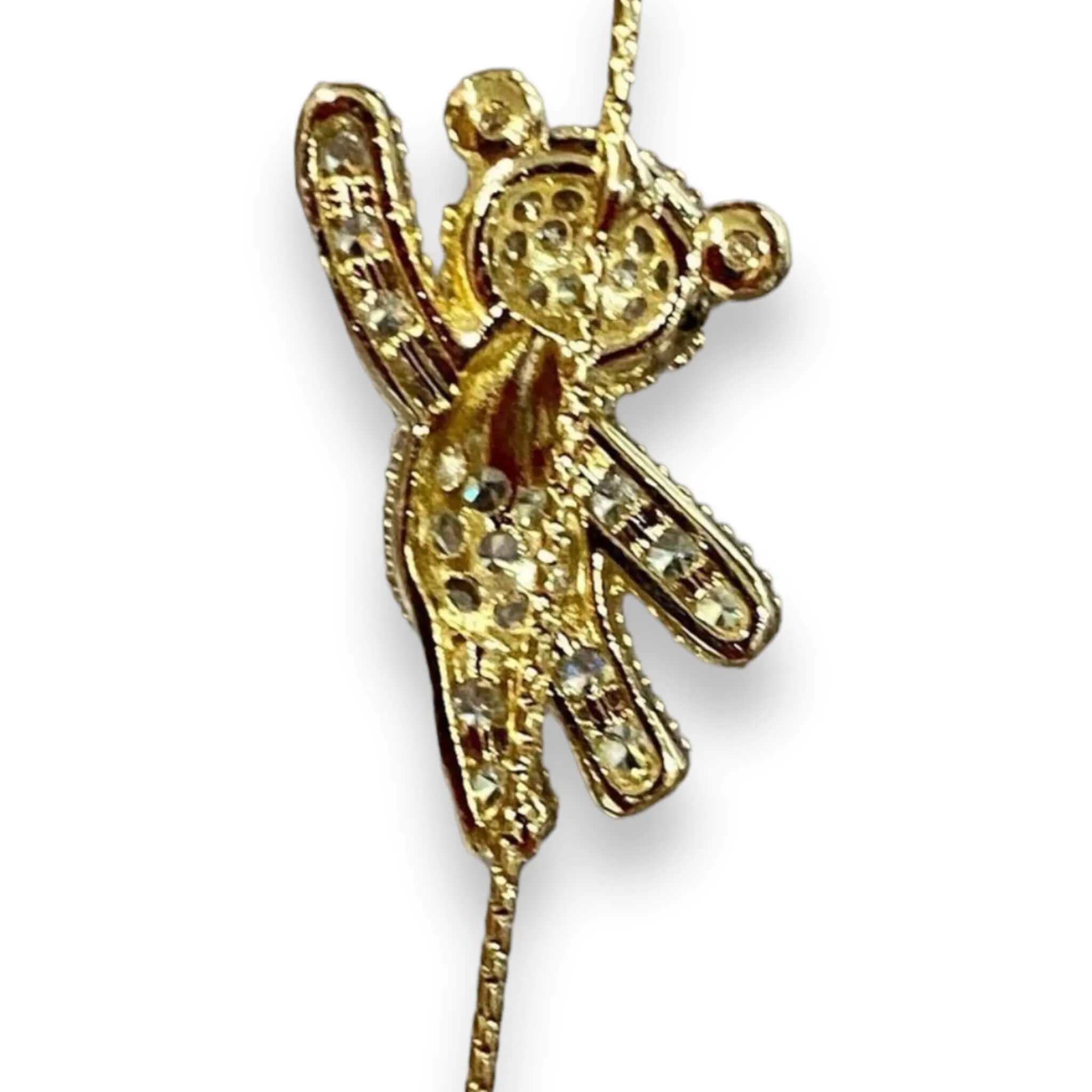 Golden Pave Bear Ear Pin Hook Ear Cuff Earring