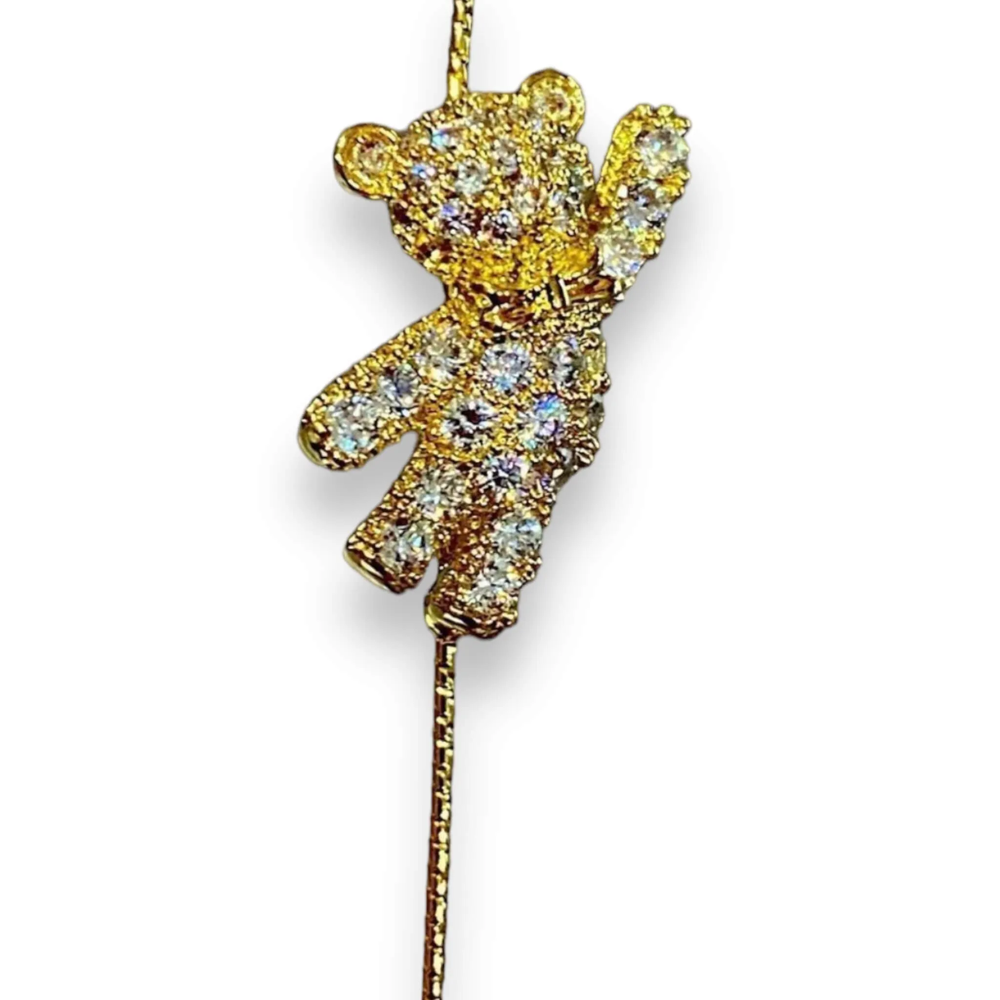 Golden Pave Bear Ear Pin Hook Ear Cuff Earring
