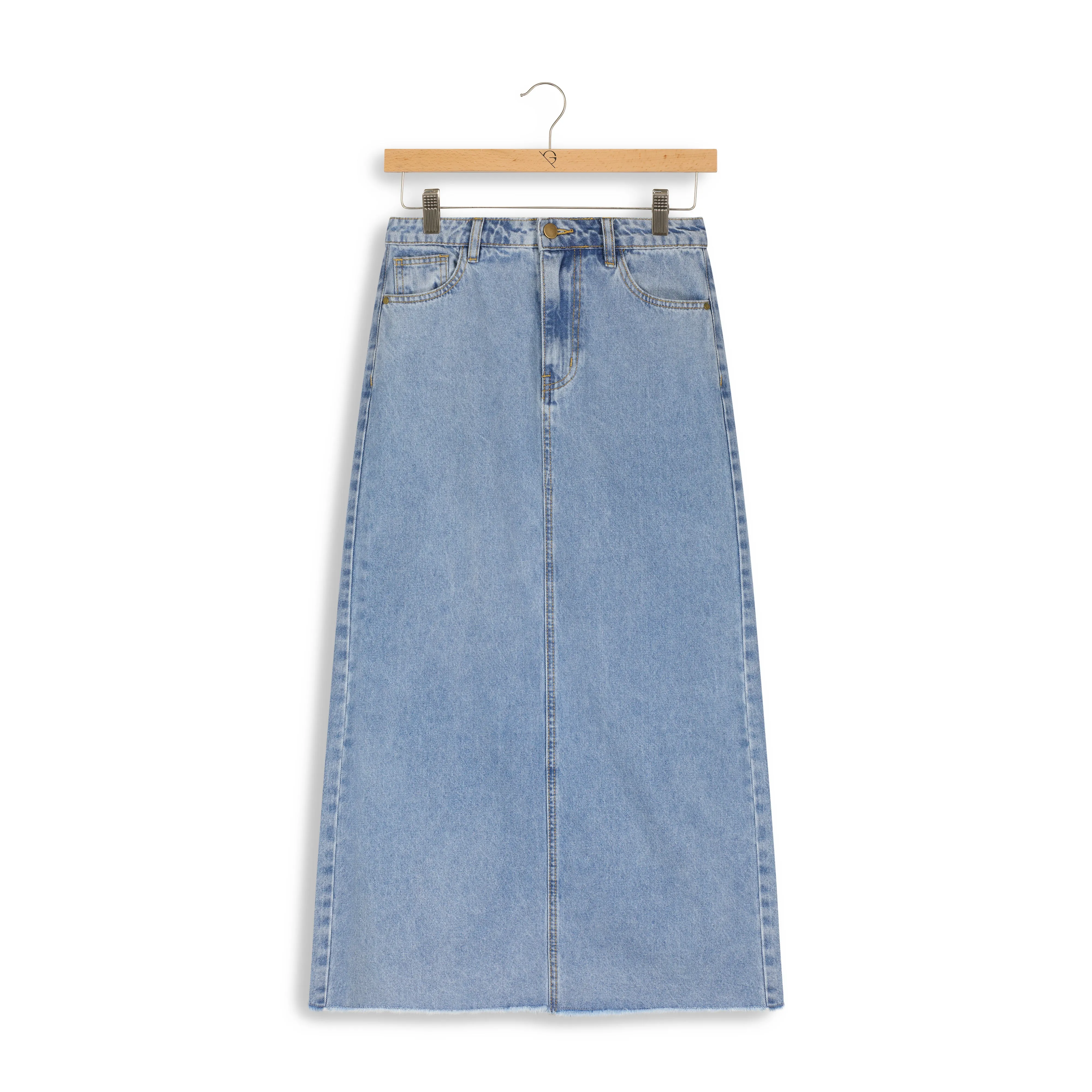 hd classic denim maxi skirt