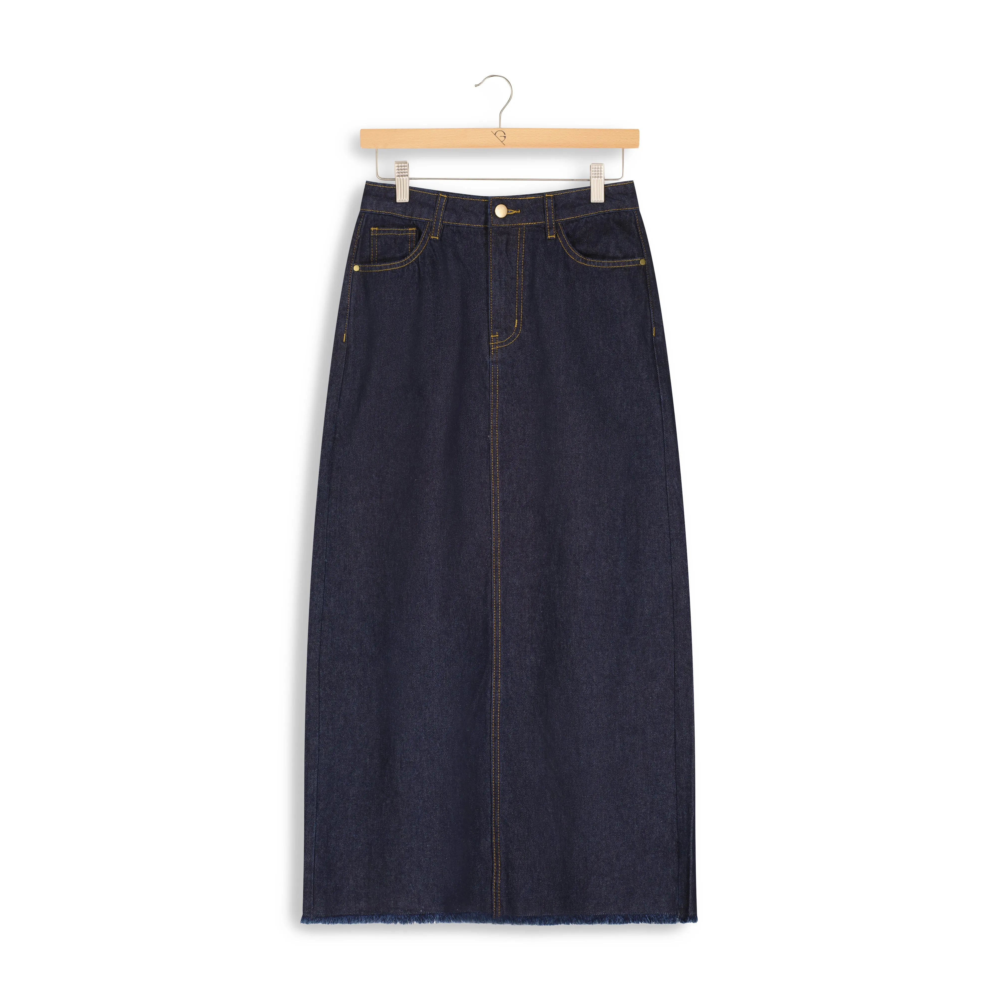 hd classic denim maxi skirt