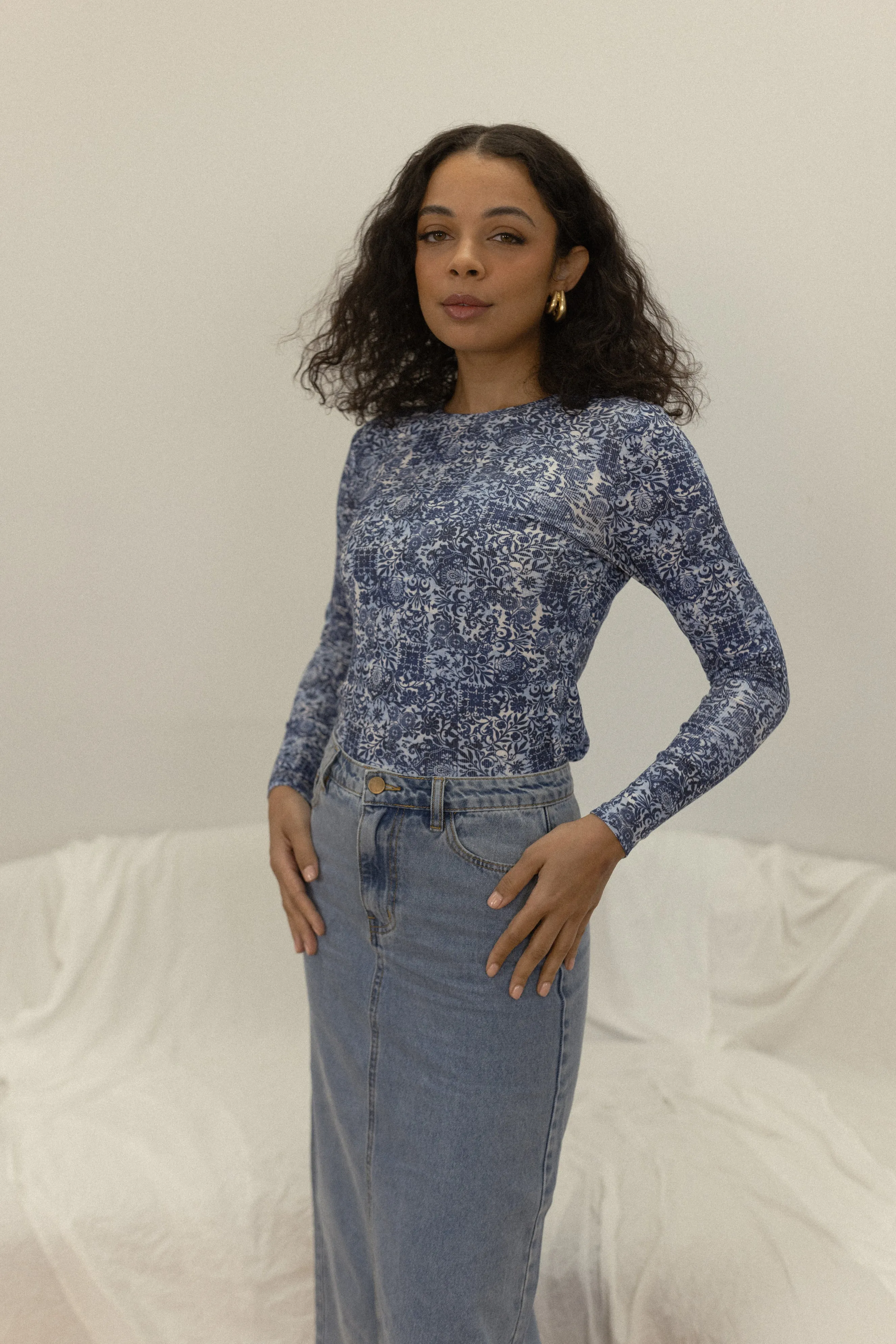 hd classic denim maxi skirt