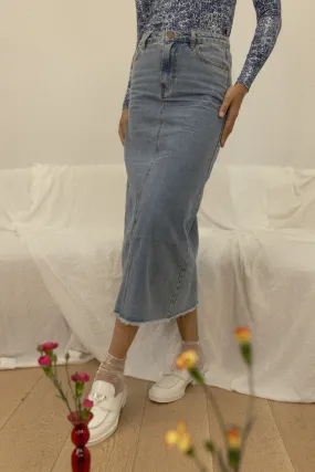 hd classic denim maxi skirt
