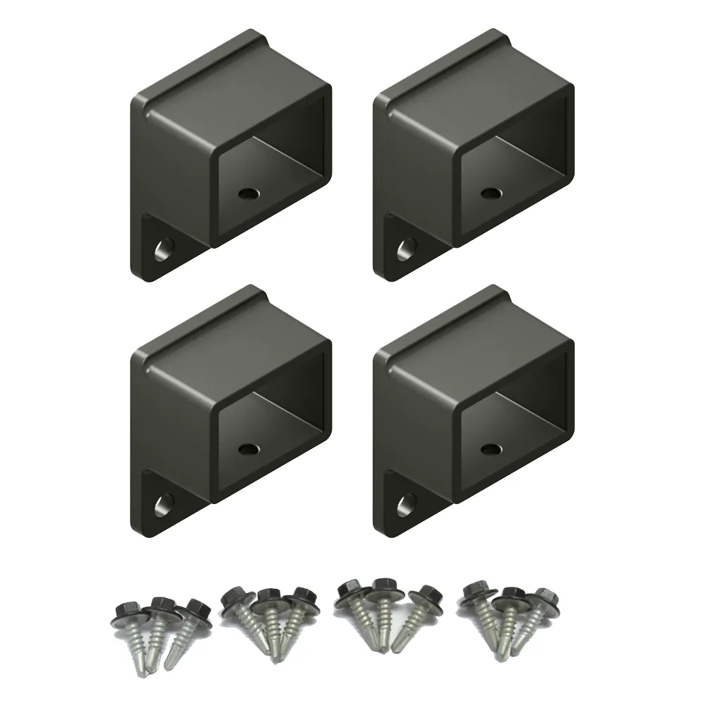 HOMESAFE Flat Top Pool Fencing Brackets - 38 x 25mm Fence Bracket - Raked - Woodland Grey