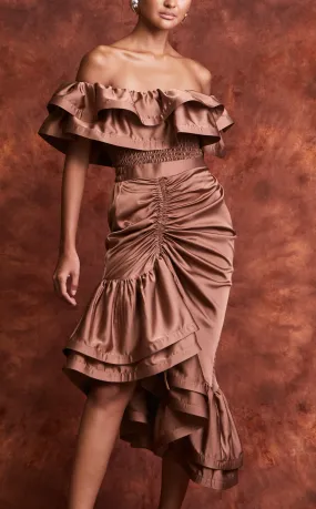 IBIZA TOP -  CACAO SATIN