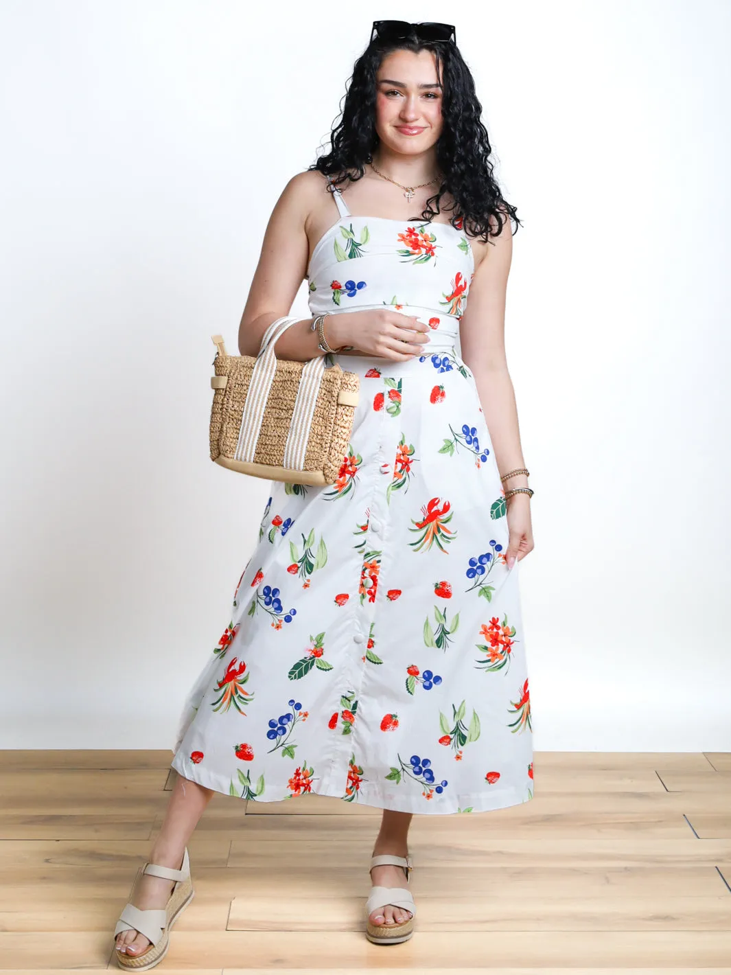 In Season Button Front Set Maxi Skirt