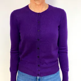 Iris Purple Cashmere Crew Neck Cardigan Medium