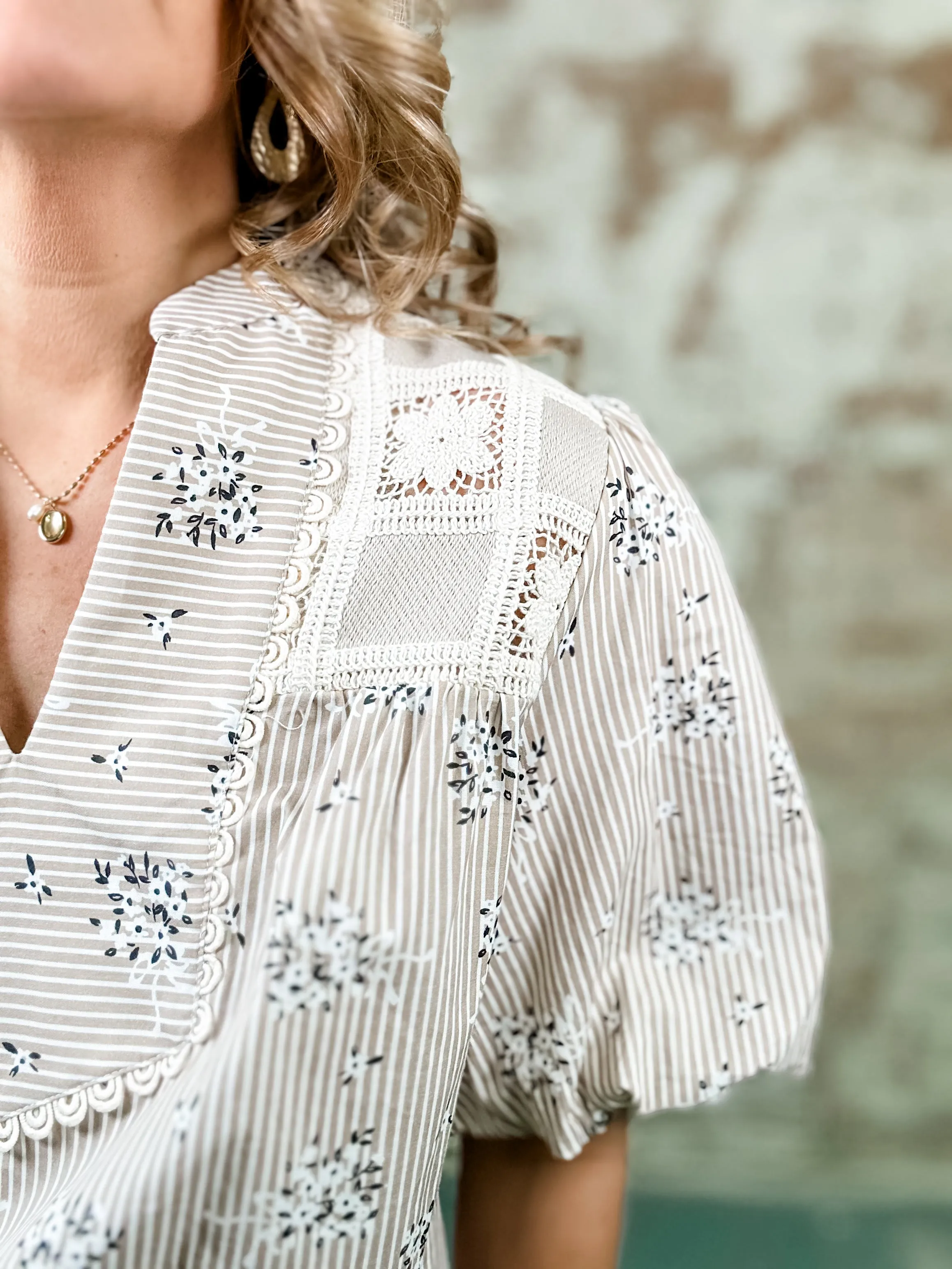 Julie Crochet Yoke Top