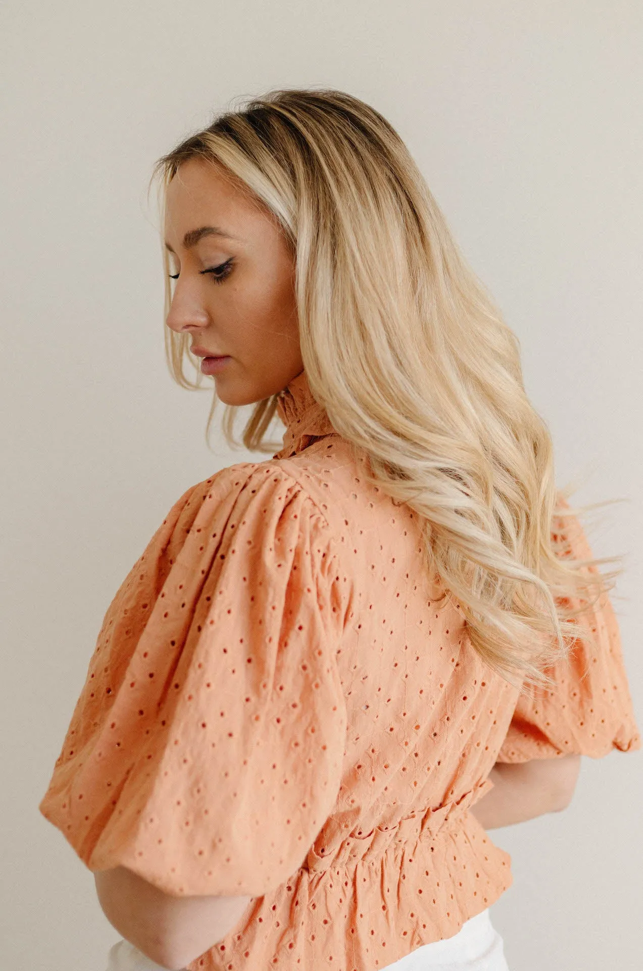 Kassi Eyelet Puff Sleeve Top