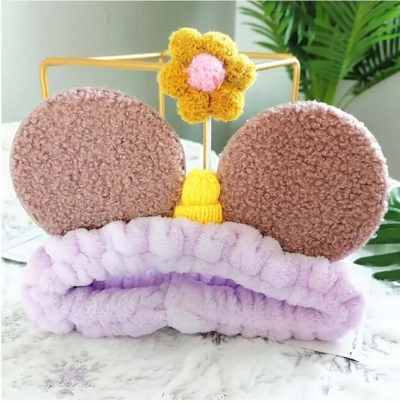 Korean girl's favorite hairband Teddy velvet Sunflower shape Makeup hairband AC-000002