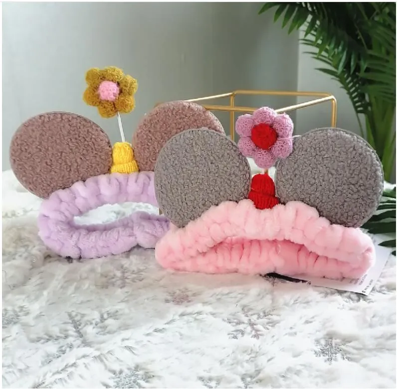 Korean girl's favorite hairband Teddy velvet Sunflower shape Makeup hairband AC-000002