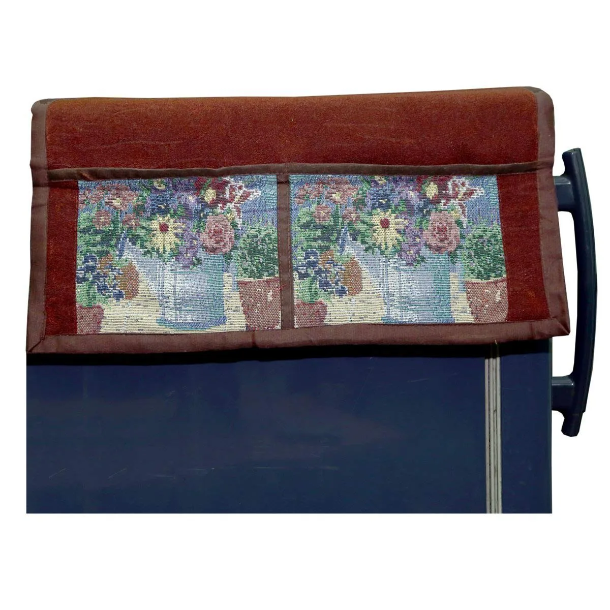 Kuber Industries Teddy Bear Design Velvet Fridge/Refrigerator Top Cover (Maroon)-CTKTC32723