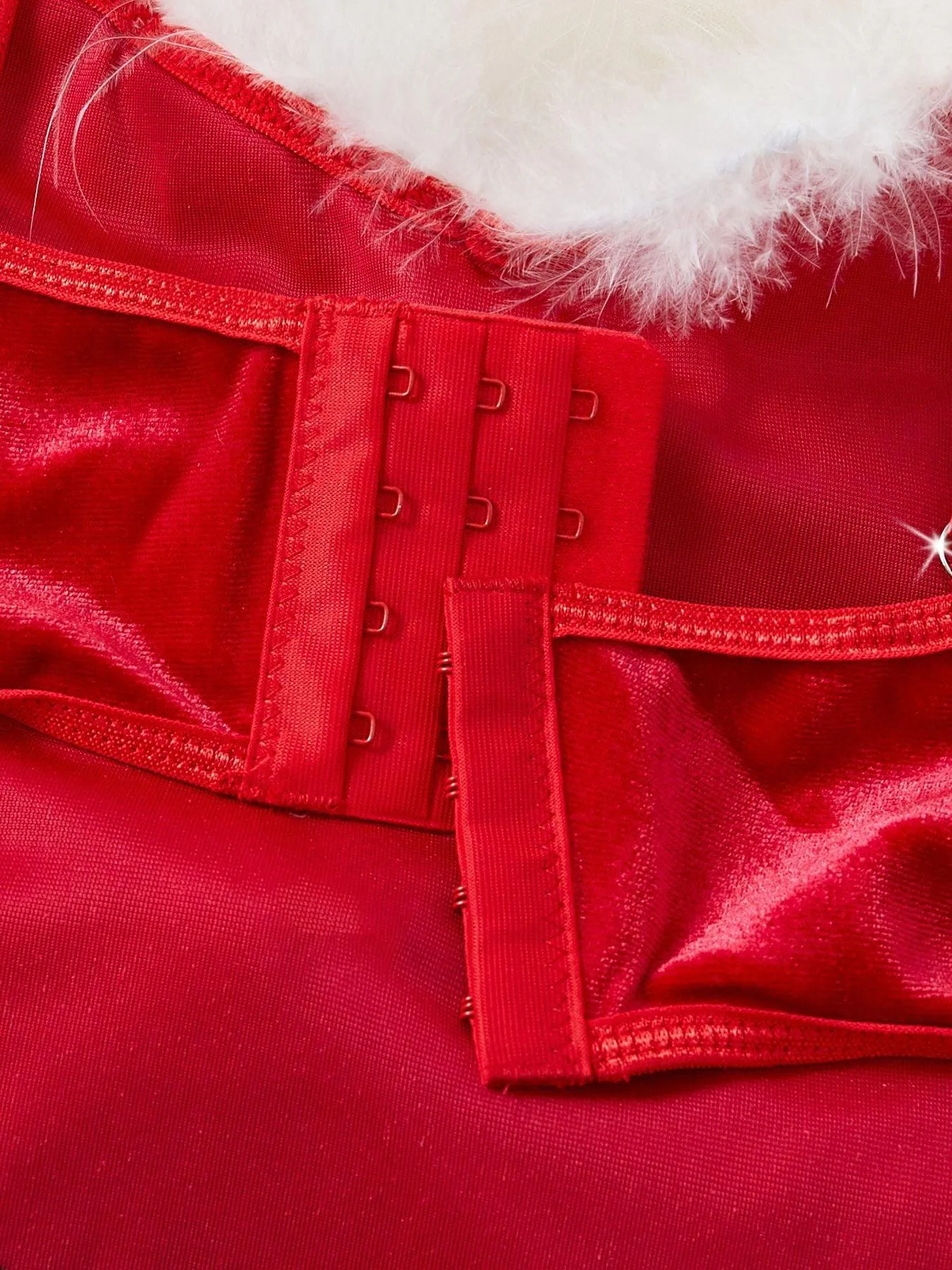 Ladies Christmas Miss Rabit Red Velvet  Fluffy Teddy Set SKLG4007