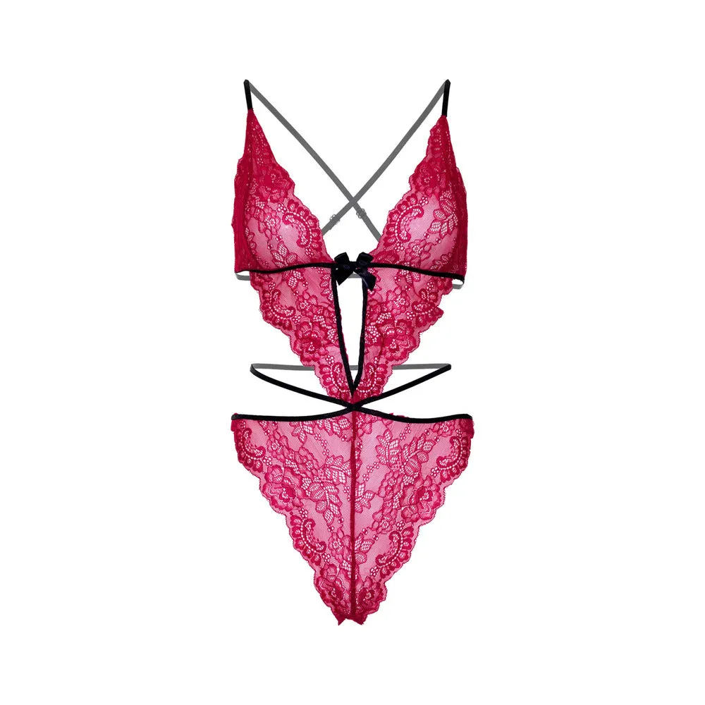 Leg Avenue Scalloped Teddy And Panty Set Pink