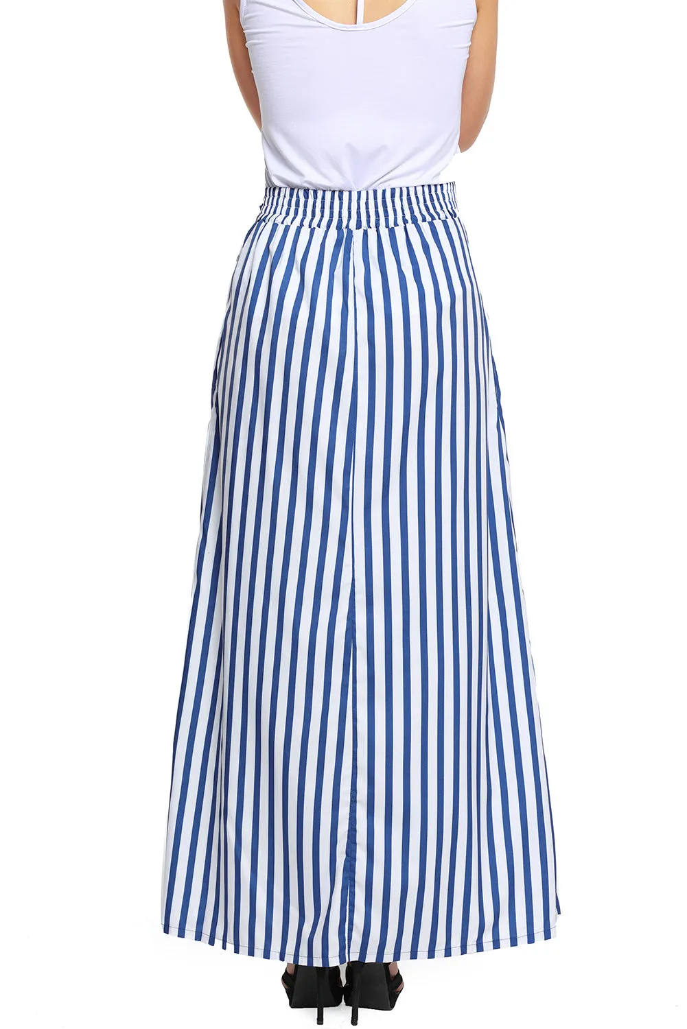 Light Blue Striped Maxi Skirt