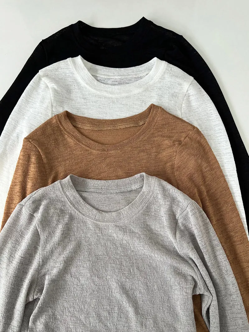 Lilian See Through Solid Color Long Sleeve Top